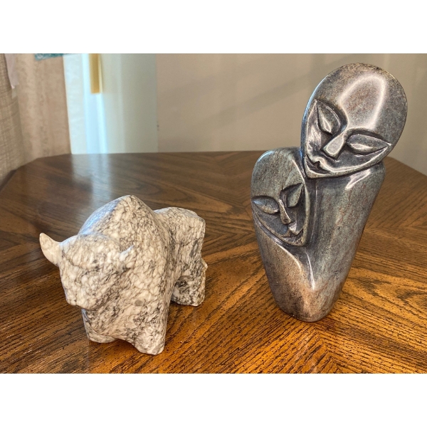 Inuit Marbal Muskox and Inuit Stone Carving