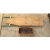 Image 1 : Vintage Wooden Ironing Board with Vintage Irons