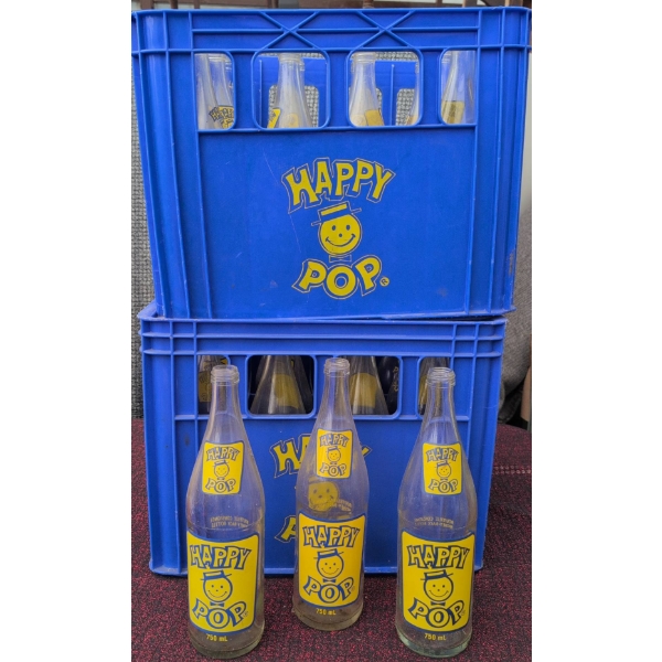 Happy Pop Glass Bottles With Original Blue Plastic Crate (12)