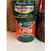 Image 4 : -4 old oil cans Co-Op Esso UFA and one vintage gas can
