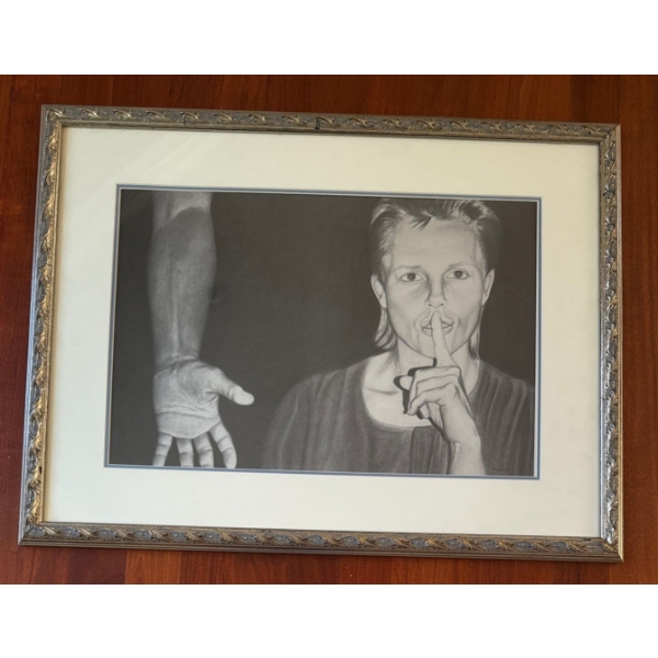 Replica Of David Bowie "Sshhhhhh Hand Motion"- Art History  31x22"tall