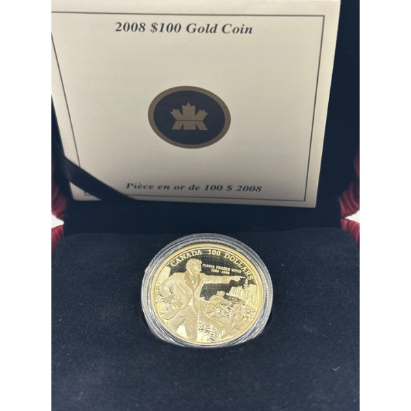  2008 $100 Descending the Fraser River, 200th Anniversary - 14-kt. Gold Coin 12g