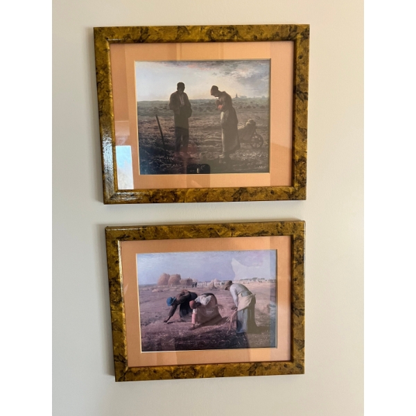 Set of 2 framed prints of the oil painting from 1857 by Artist Jean-Francois Millet’s “The Angelus” 