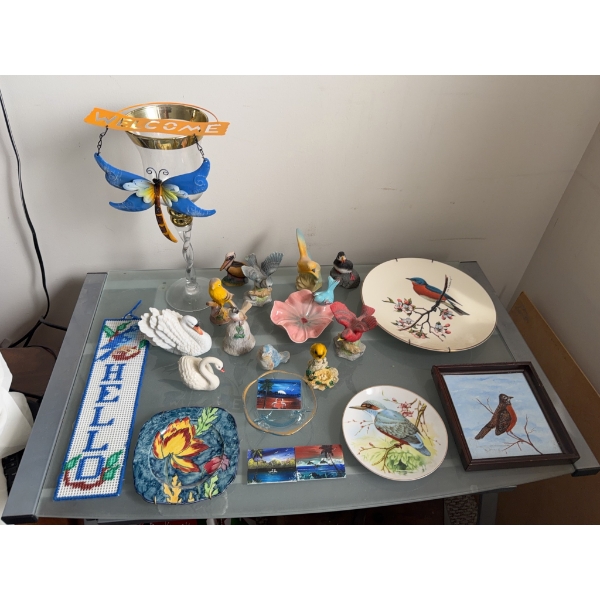 Bird Figurines, Plates, and Decorative Items