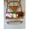 Image 2 : antique highchair, all wood with toys and antique wooden roller for babies