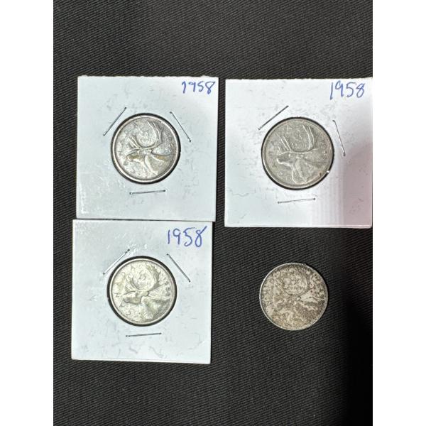1958 and 1943 Canadian Quarters