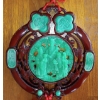 Image 2 : Lovely Faux Jade Oriental Monk Hanging Wall Art w/ Lovely Oriental Art Orb on Stand