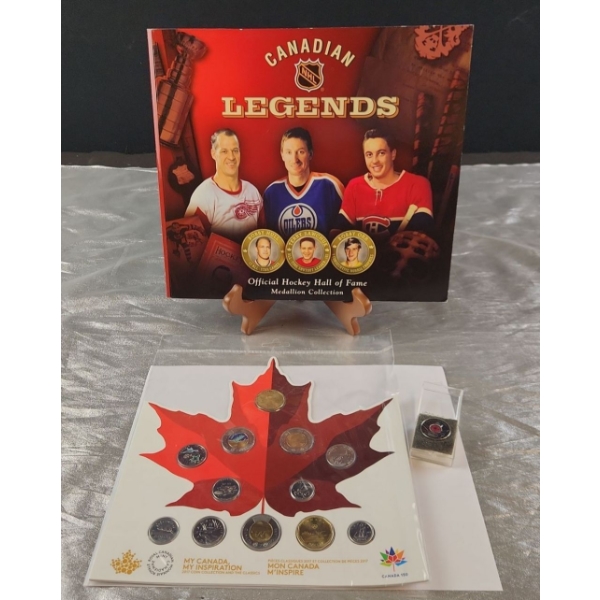 2004 NHL Legends Medallion Collection. 2017 Coin Set & Loose Quarter 