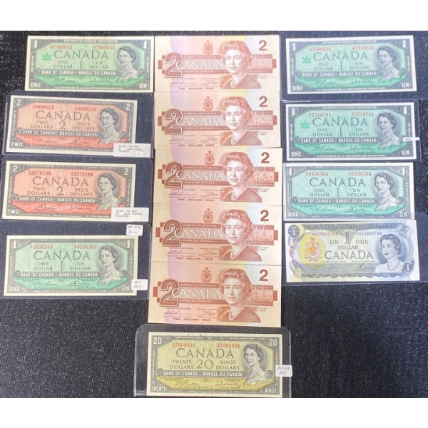 Consecutive Serial # Bills, Replacement Bill and Other Canadian Currency