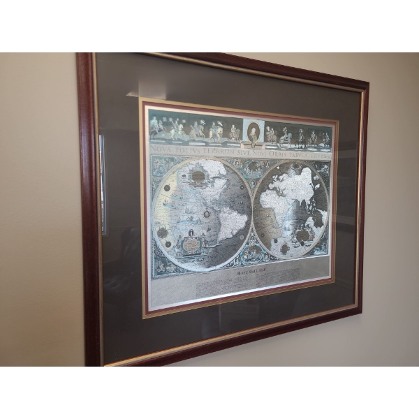 Blaeu Wall Map 30 X 26, Framed Under Glass