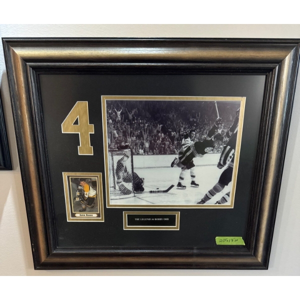 Framed Commemorative Piece Featuring Bobby Orr's Famous "Flying Goal" -1970 Stanley Cup