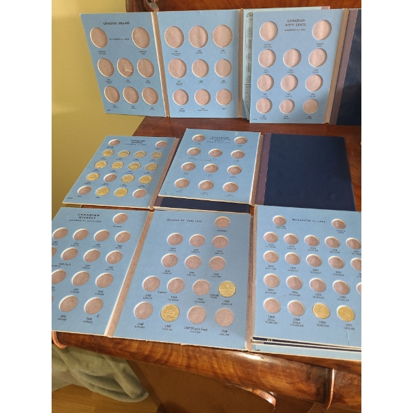 Canadian Coin Collection Folders, Some Nickels and Dimes Included