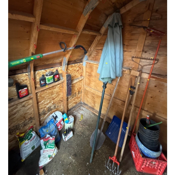 Yard Essentials with Weed Eater  Trimmer/Edger, Umbrella, Tools, and More 