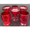 Image 1 : Cranberry Glass: Anchor Hocking Ruby Red Honeycomb Glass Tumblers (3) & Ruby Red Wine Goblets (3) 