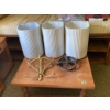 Image 1 : Bass Wall Mounted Coat Rack, Vintage Pully Wheel, and Set of Three Flower Pots