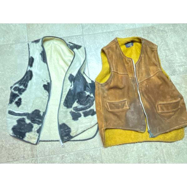 Cowhide Design Vest And Golden Boy Labelled Leather Vest
