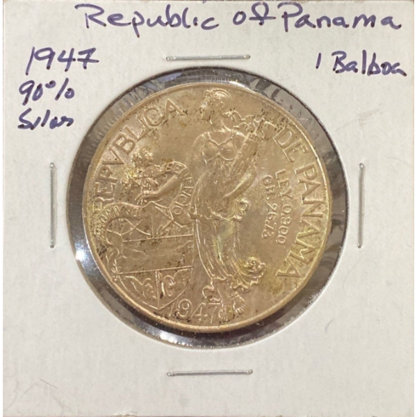 1947 Republic of Panama Silver Balboa Coin 90% Silver 26.73 Grams