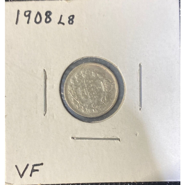1908 VF Canadian Nickel 92.5% Silver