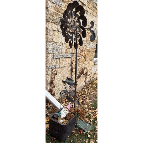 Collection Of Outdoor Decor- Metal Wind Spinner Or Wind Rocker & More