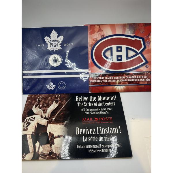 NHL Canadian Hockey Coin Sets - Montreal, Toronto, Team Canada 