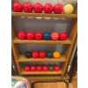 Image 2 : Billiard Pool Cue Rack w/Snooker Balls, Triangle, Chalk & Pool Sticks/Cues