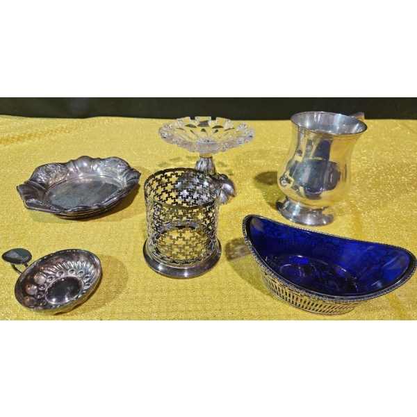Silver Plated Cobalt Blue Tableware 