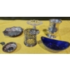 Image 1 : Silver Plated Cobalt Blue Tableware 