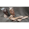 Image 1 : 4 Hand Carved Wooden Birds (2 Owls 2 Woodpeckers)