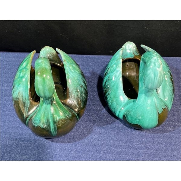 Blue Mountain Pottery Swans - Turquoise