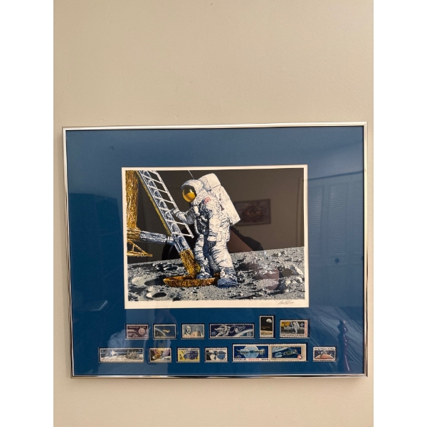 Apollo Moon Landing Stamp Collection 21 x 18 Franklin Mint
