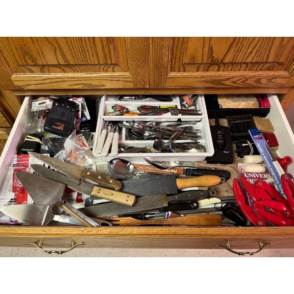 Large collection of knives, sharpeners, and other cutlery
Hard-shell seafood breakers