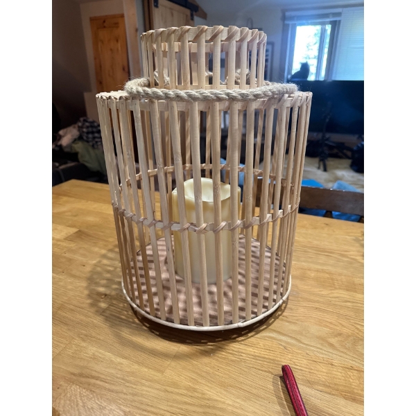 hanging fake candle wicker basket