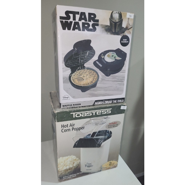 Baby Yoda Waffle Maker and Toastess Hot Air Corn Popper