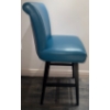 Image 2 : Blue Swivel Counter Bar Stool W/High Back & Wooden Legs  Leather Bar Chair