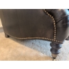 Image 6 : Genuine Leather Club Chair with Brass Nailhead Trim and Turned Legs in Chocolate Brown