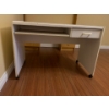 Image 2 : Light Finish MDF Desk with Storage 55 w, 56 h, 19 d & White MDF Desk 43 w, 29 h, 24 d