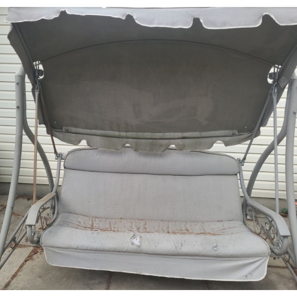 Outdoor Swing w/ Metal Frame and Canopy 88 W, 54 D, 76 T