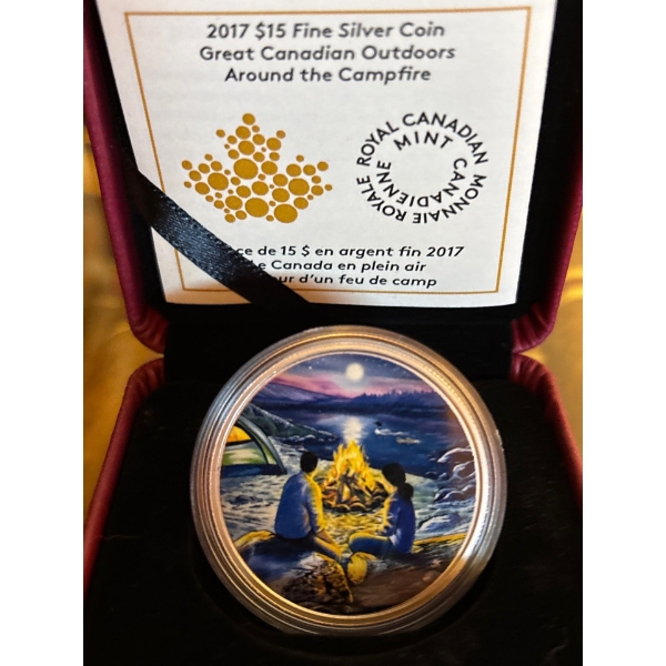 2017 $15 Great Canadian Outdoors: Campfire - Pure Silver Glow-in-the-Dark Coin