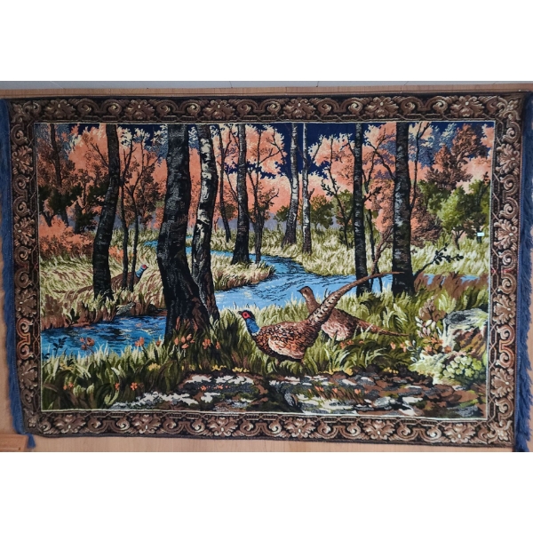 Wall Decor Rug of Pheasants in Forest 72 X 49 