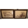 Image 1 : Two Framed Etchings of Rural Scenes/ Cottages by Ernest C Rest