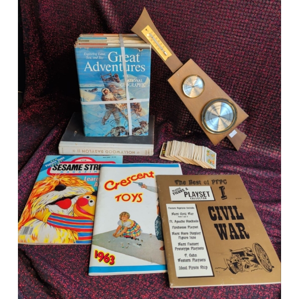 Vintage Wood-Cased Weather Station, Vintage Children's Books, and Pretty Cards