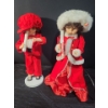 Image 1 : Candle Boy and Girl in Red Holiday Attire 7"Wooden Base, 24 T