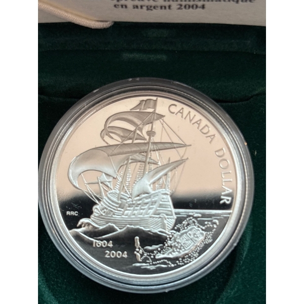 2004 $1 French Settlement, 400th Anniversary - Pure Silver Dollar Proof
TECHNICAL SPECS:
Diameter: 3