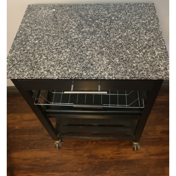 Wheeled Cart w/ Marble Top 23 W, 16 D, 33 T 