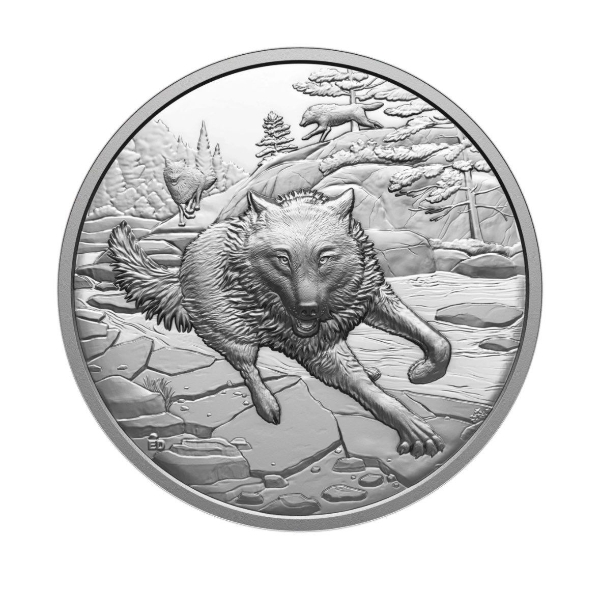 2025 $20 Great Hunters: Grey Wolf - Pure Silver Coin
