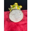 Image 3 : Chalk Vase, 2 Handles, Blue Stripes, Pears with Leaves, Red/Black Base 11.5H