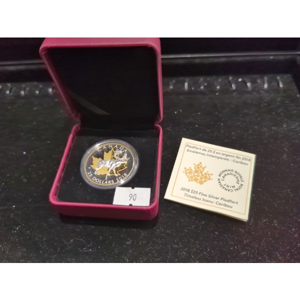 RCM 2018 Timeless Icons: Caribou Fine Silver 99.99 Piedfort 31.39g
