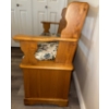 Image 4 : Oak Spindle Bench w/ Hinged Storage Compartment & Floral Upholstered Seat
