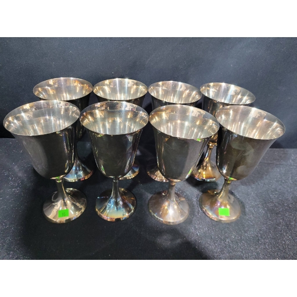 8 Sterling Silver Goblets 950 stamped