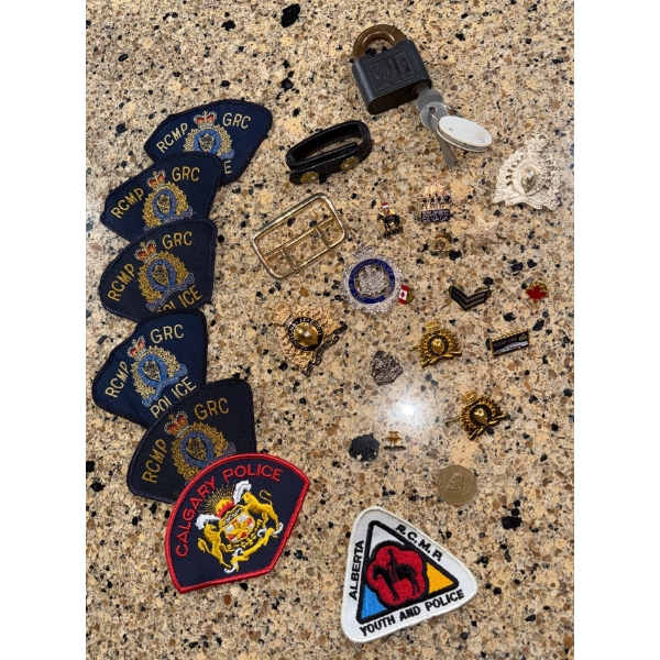 Collection Of Vintage RCMP & Calgary Police Uniform Patches Pins & Badges #2